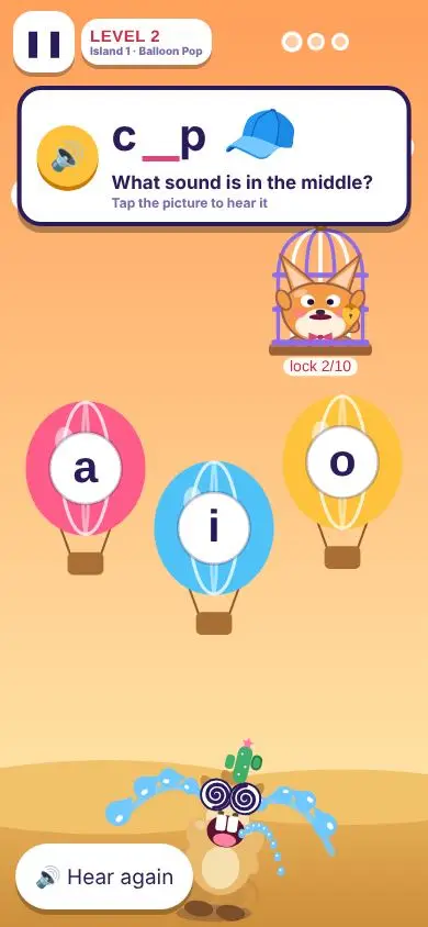 Balloon Pop: which sound is in the middle of cap?